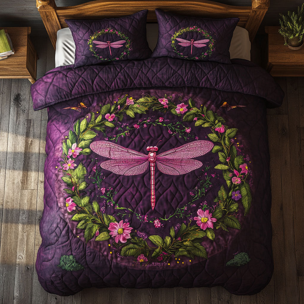 Dragonfly In Flower Wreath WY0602017CL Duvet Cover Set