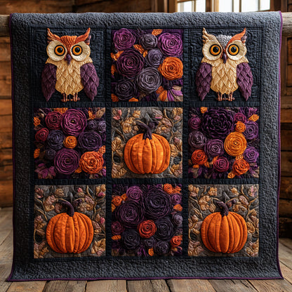 Floral Pumpkin Owl CW1009023CL Quilt