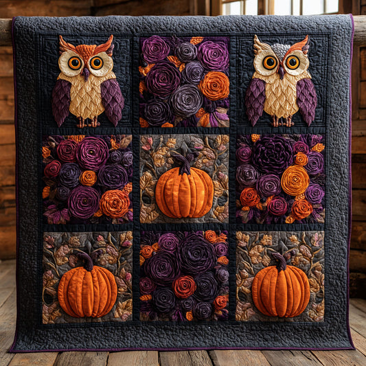 Floral Pumpkin Owl CW1009023CL Quilt