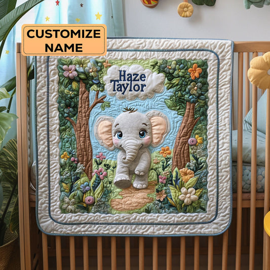 Tiny Tusks WY3107028CL Personalized Baby Quilt