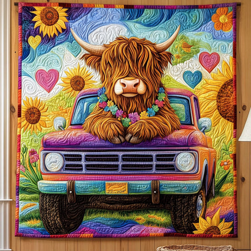 Hippie Highland Cow KL1911004CL Quilt