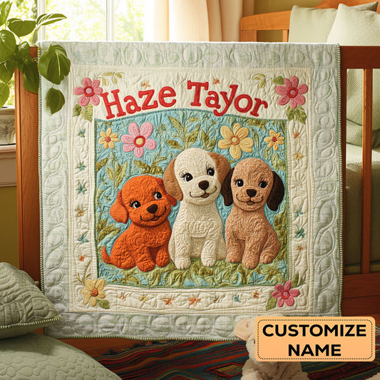 Three Little Dogs WN3007107CL Personalized Baby Quilt