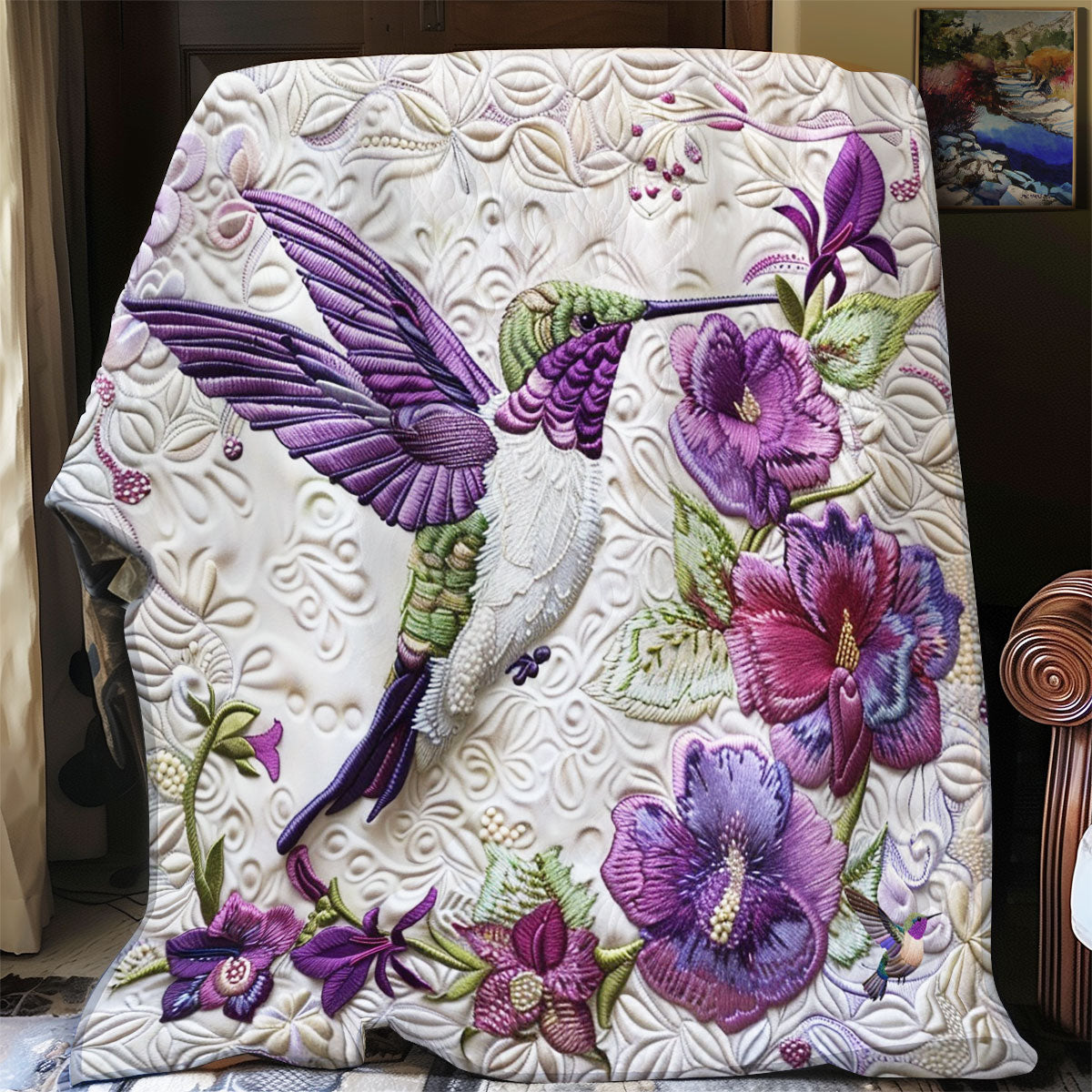 Purple Hummingbird WJ1812030CL Quilt