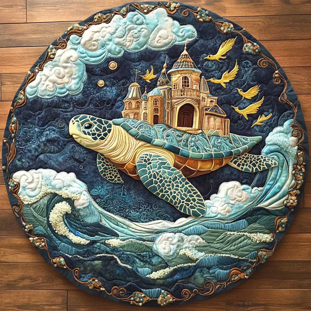 Mythical Turtle Light WN1305050CL Quilted Round Mat