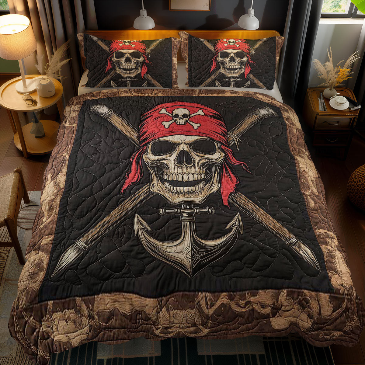 Red Bandana Skull WN2301079CL Duvet Cover Set