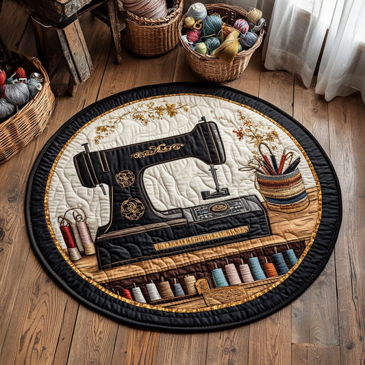 Black Sewing Machine WY2904048CL Quilted Round Mat
