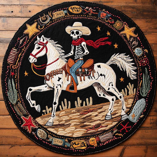 Lone Skeleton Cowboy WN1205063CL Quilted Round Mat