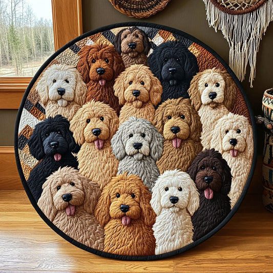 Doodle Dog WJ0805042CL Quilted Round Mat