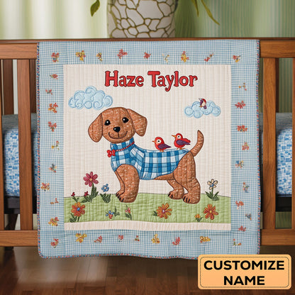 Sweet Dachshund WN2307098CL Personalized Baby Quilt