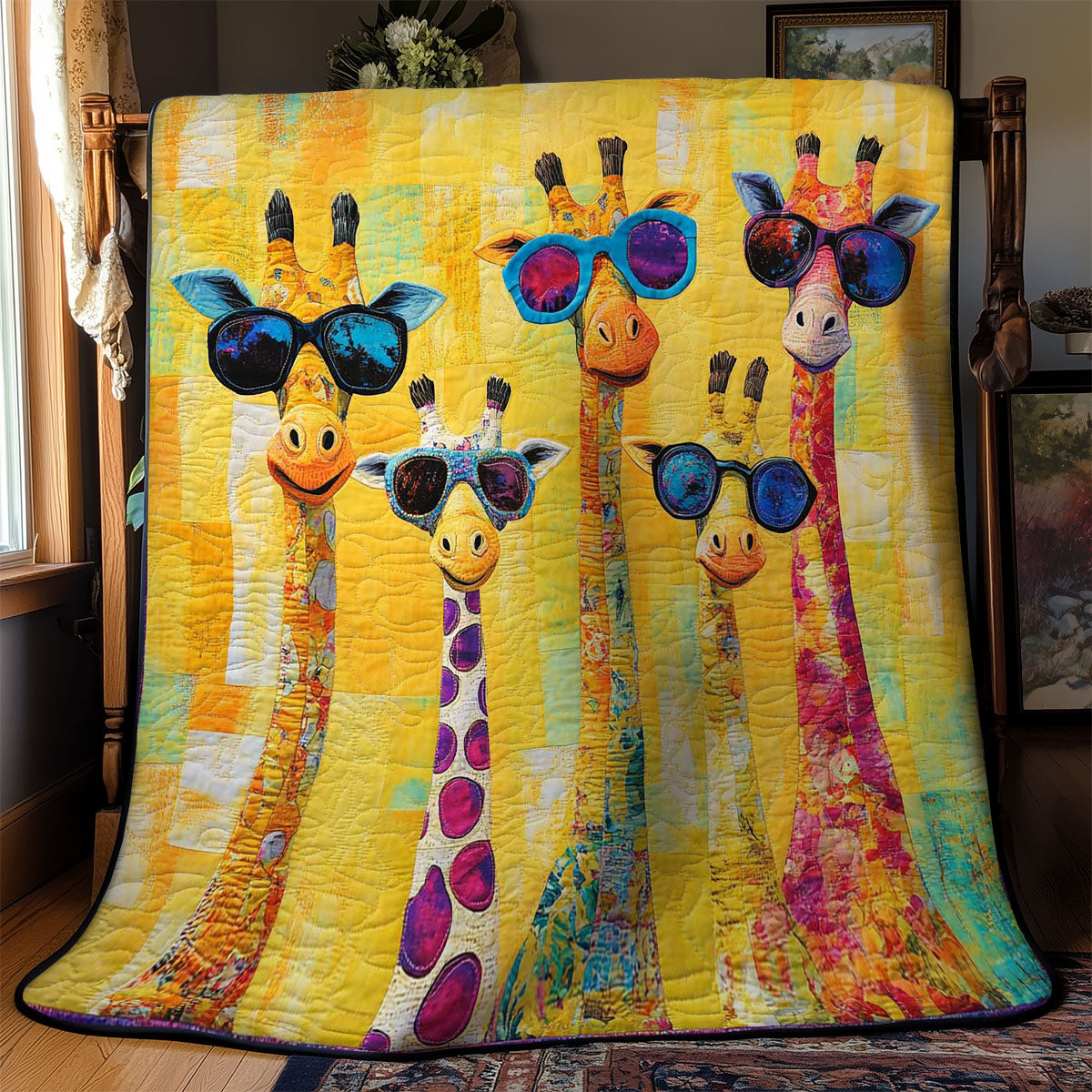 Tropical Funny Giraffes WN1103025CL Quilt