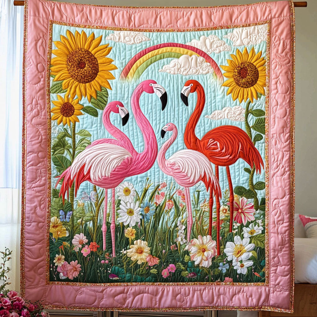 Flamingos And Sunflowers WY2208128CL Quilt