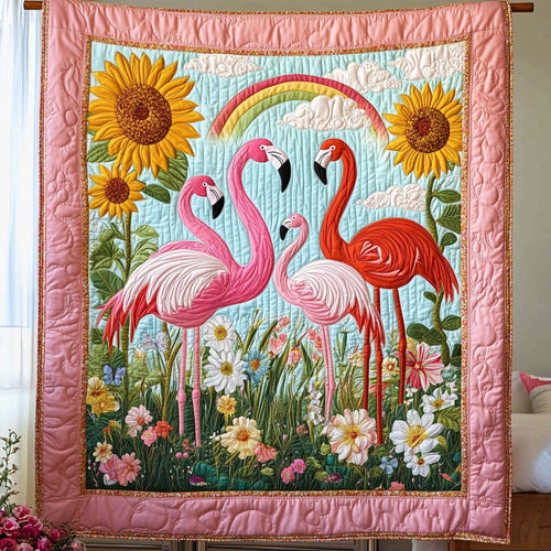 Flamingos And Sunflowers WY2208128CL Quilt