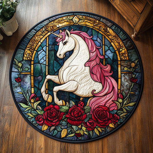 Red Rose Unicorn WX2605050CL Quilted Round Mat