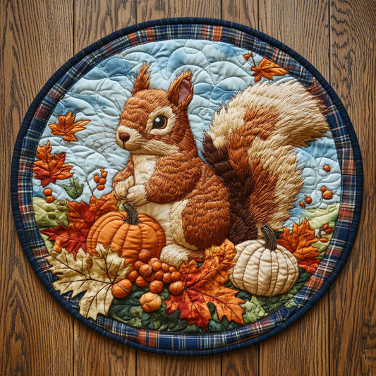 Autumn Squirrel CW2807008CL Quilted Round Mat