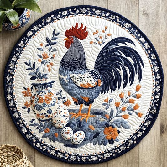 Ceramic Rooster Quilted Round Mat
