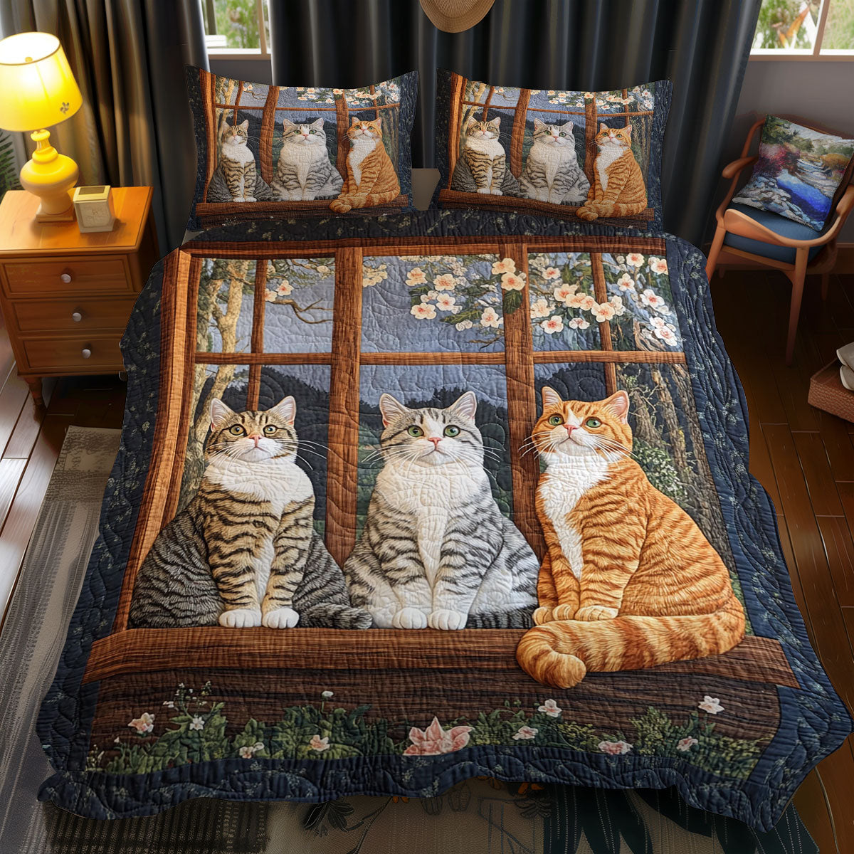 Cute Cat By The Window WJ0212046CL Duvet Cover Set