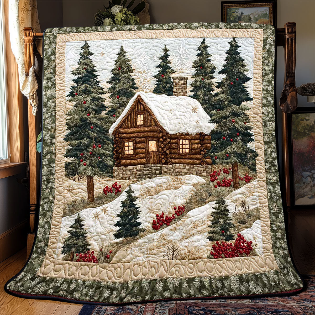 Winter Wood House WP3012040CL Quilt