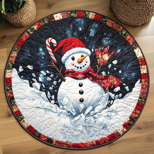 Snow Cracker Snowman WN1111078CL Quilted Round Mat