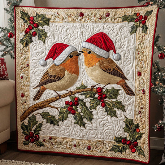 Snowy Gathering European Robin WN2810067CL Quilt