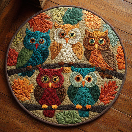 Owl Gathering CW2808007CL Quilted Round Mat