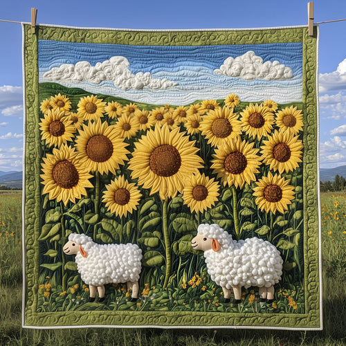 Sunflower Field And White Sheep LT2409004CL Quilt