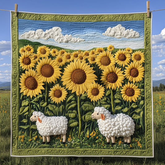 Sunflower Field And White Sheep LT2409004CL Quilt