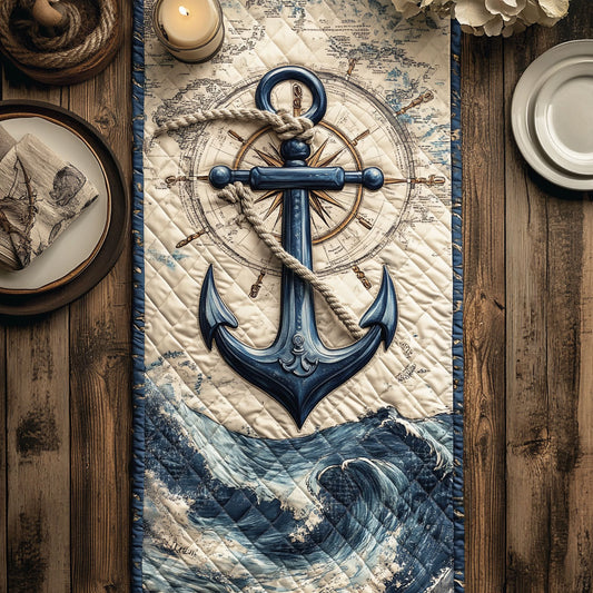 Nautical Anchor CW0506032CL Quilted Table Runner