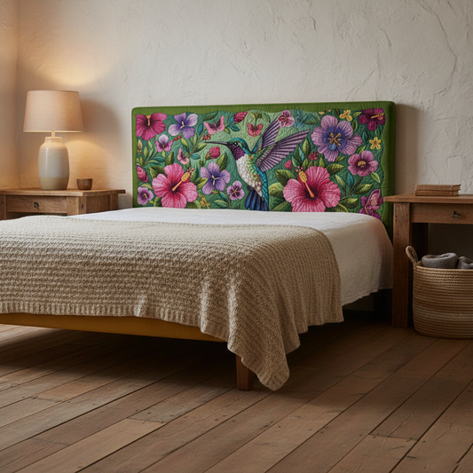 Floral Hummingbird XR0512007CL Quilted Headboard Slipcover