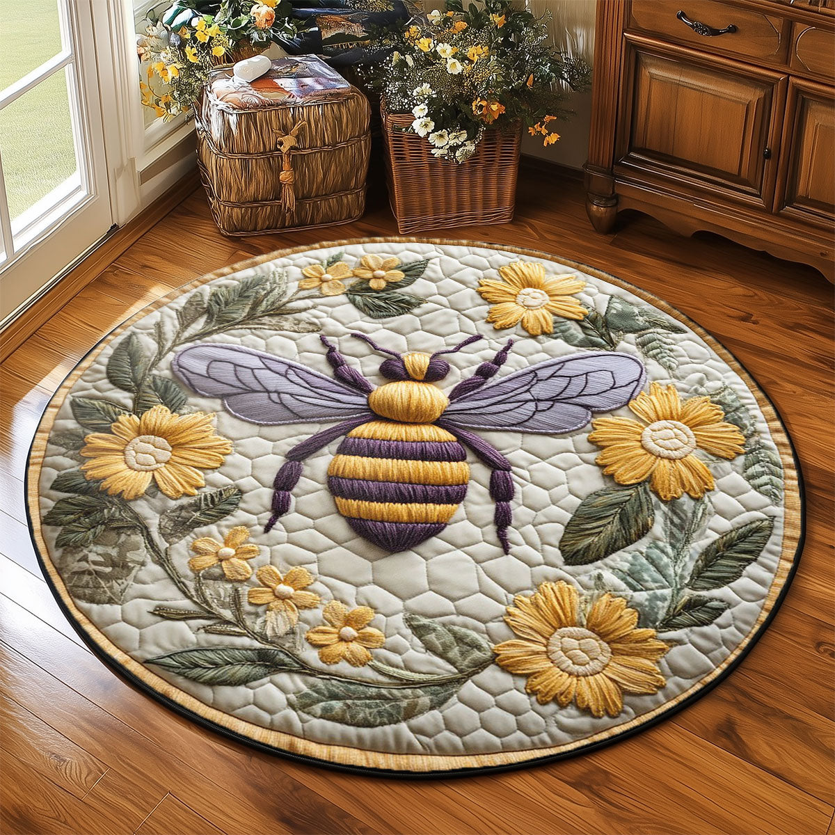 Summer Honey Bee WP2204067CL Quilted Round Mat