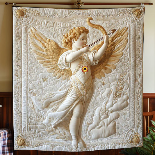 Celestial Golden Cupid WP2112008CL Quilt