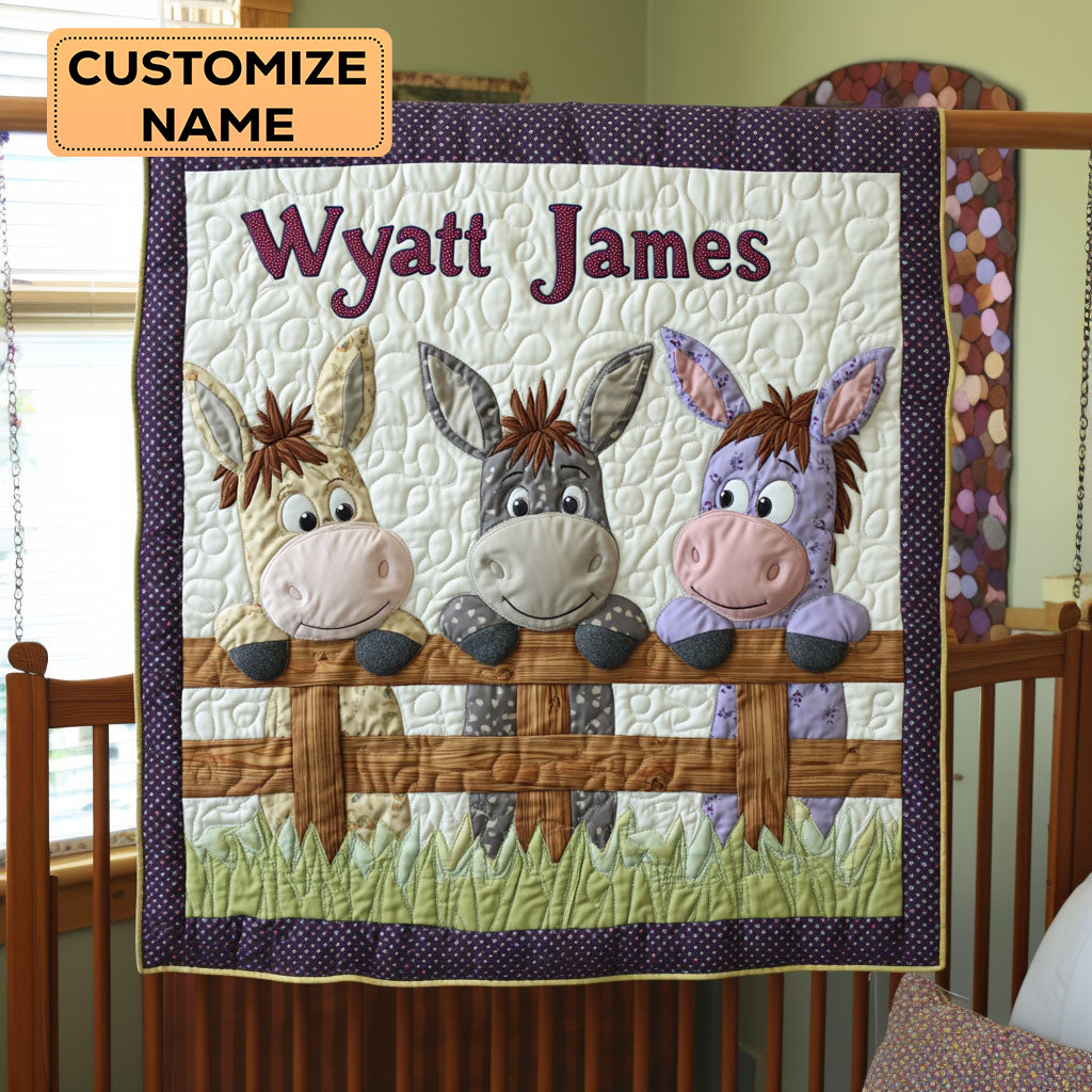 Three Little Bray Buddies WJ3107013CL Personalized Baby Quilt