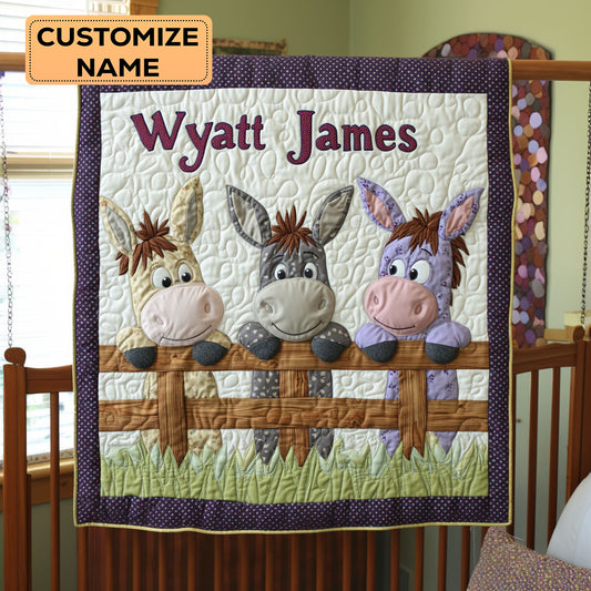 Three Little Bray Buddies WJ3107013CL Personalized Baby Quilt