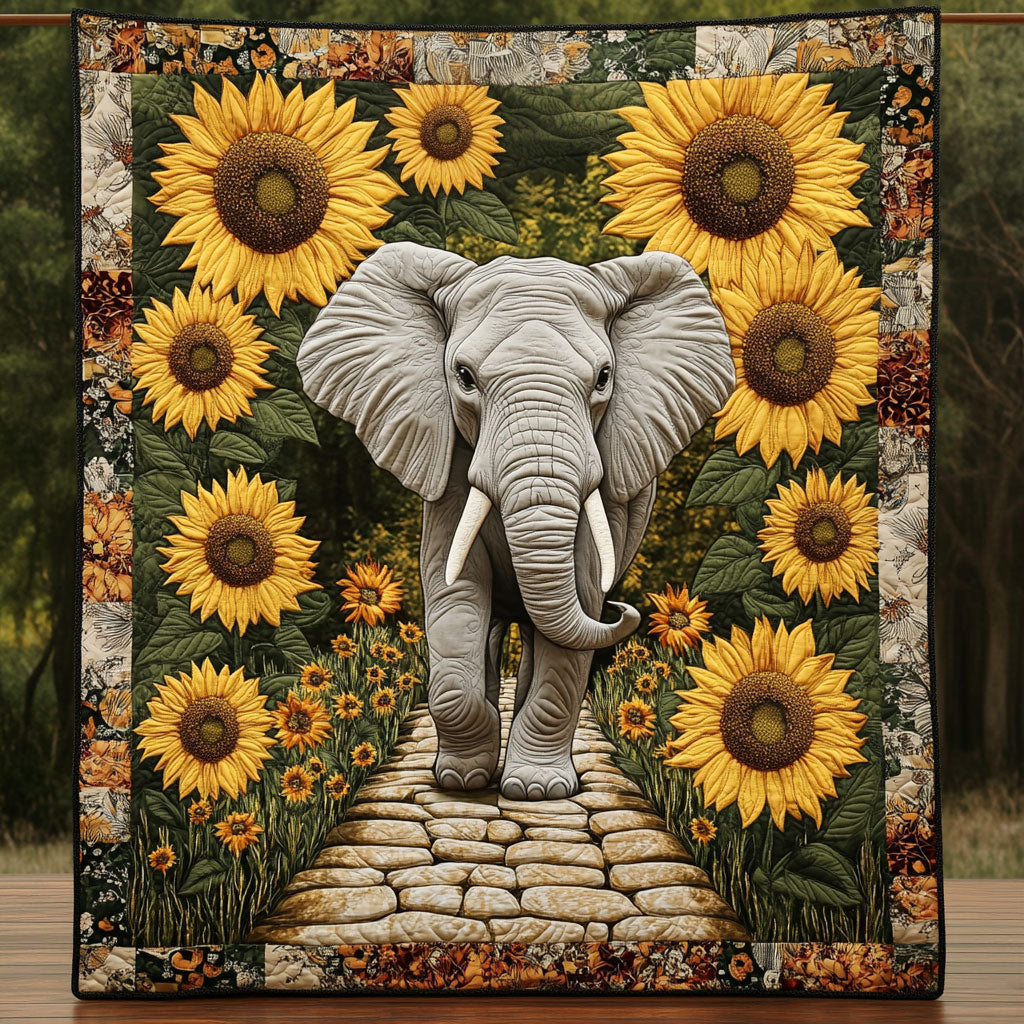 Elephant In Sunflower Garden DH1010009CL Quilt