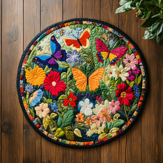 Butterfly Bloom Garden CW1407012CL Quilted Round Mat