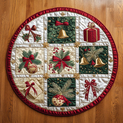Golden Christmas Bells WN0309044CL Quilted Round Mat