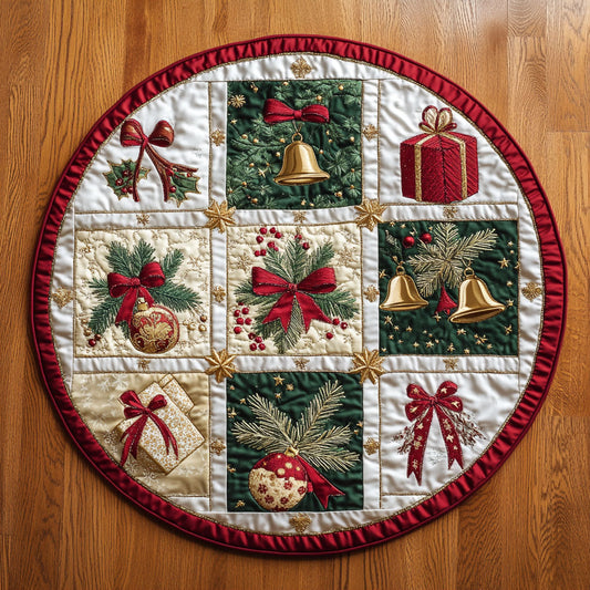 Golden Christmas Bells WN0309044CL Quilted Round Mat