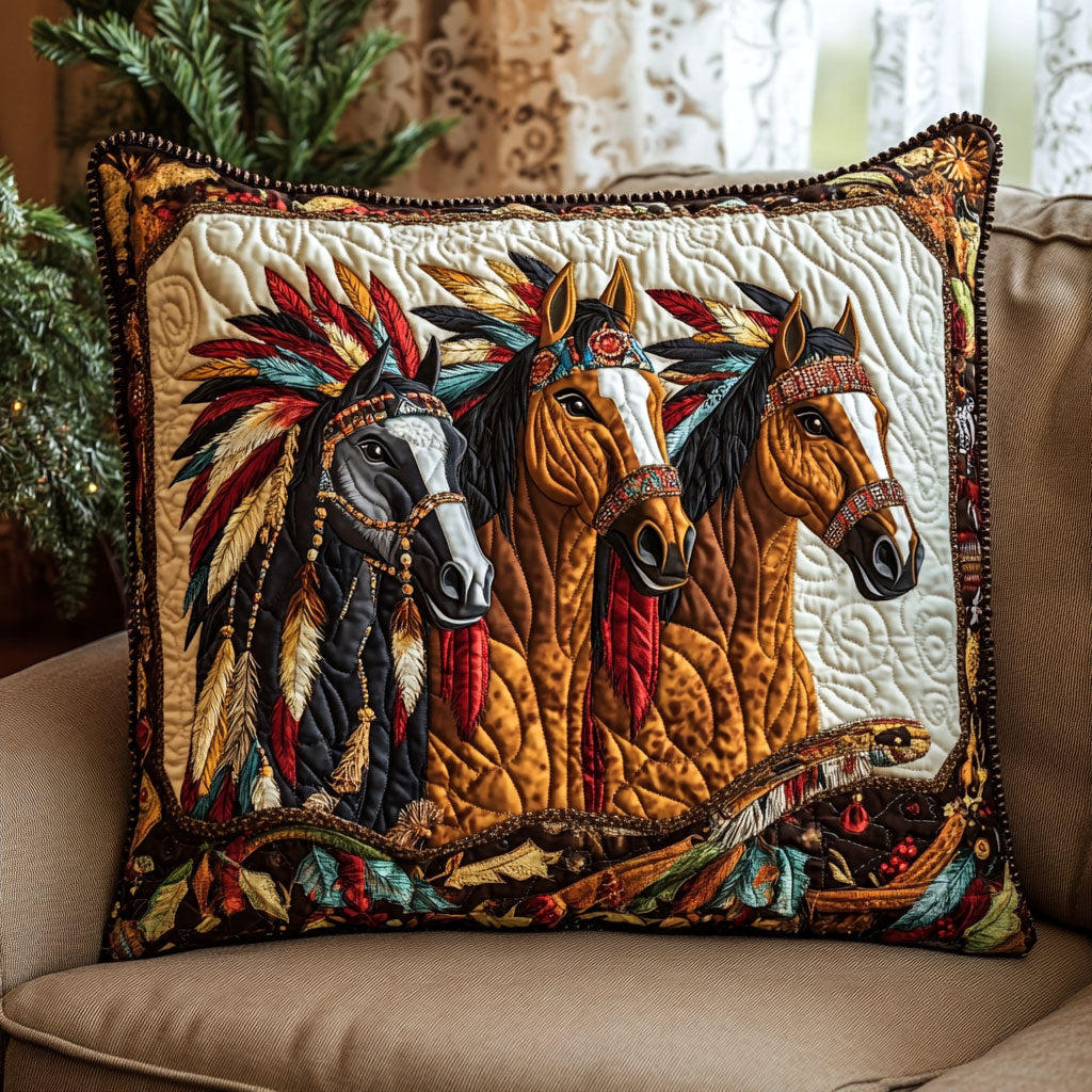Native American Horse CW0701093CL Quilt Pillow Case