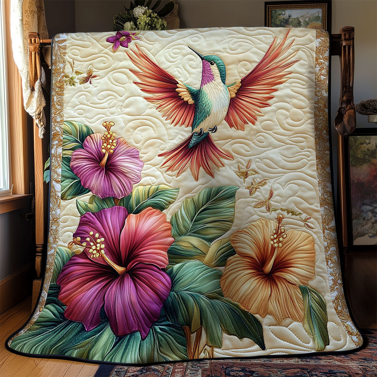 Hummingbird In Hubicus Garden WY0901035CL Quilt