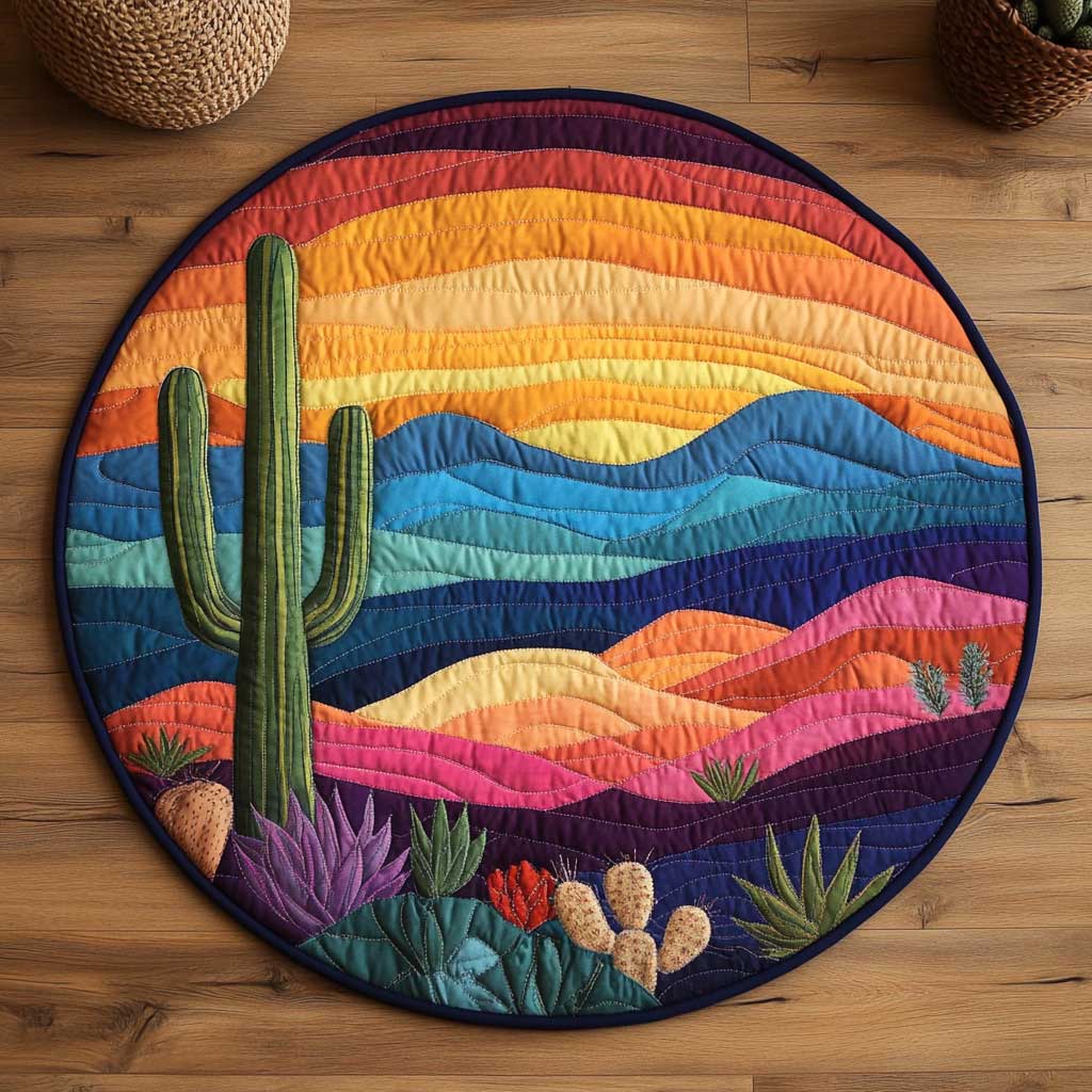 Cactus Love Patchwork WN2503014CL Quilted Round Mat