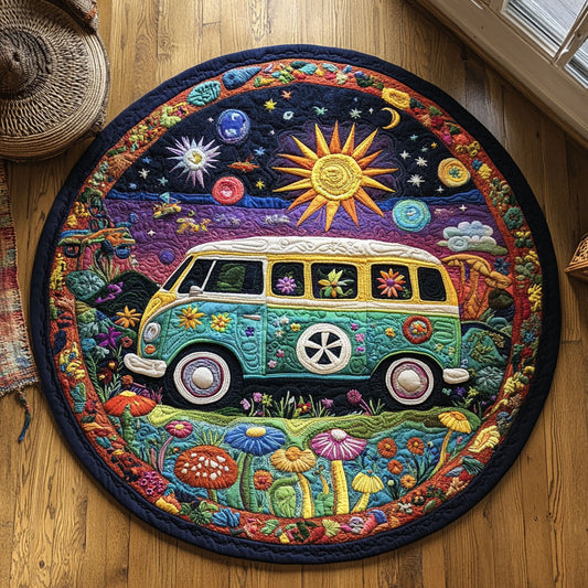 Hippie Dream Van WY3006098CL Quilted Round Mat
