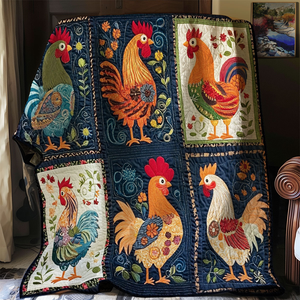 Folk Charm Chicken WJ0401007CL Quilt