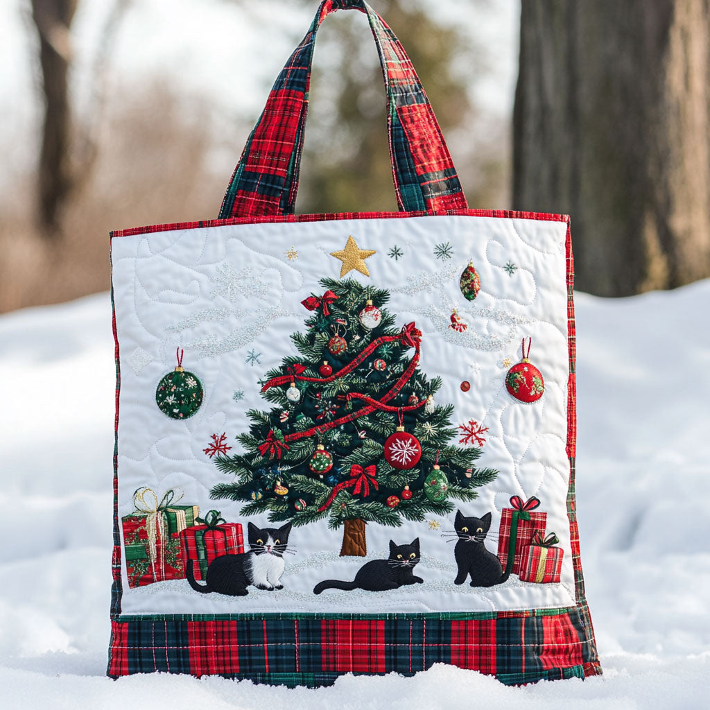 Black Cat Christmas Tree WN0711004CL Quilted Tote Bag