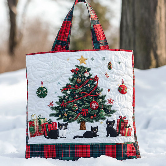 Black Cat Christmas Tree WN0711004CL Quilted Tote Bag