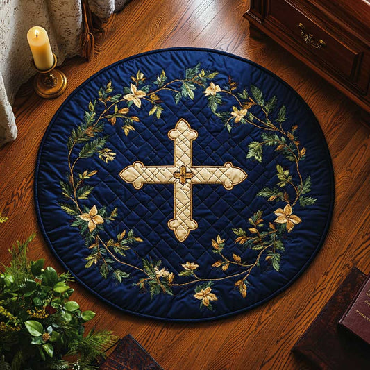 Golden Cross Blessing WN2503069CL Quilted Round Mat