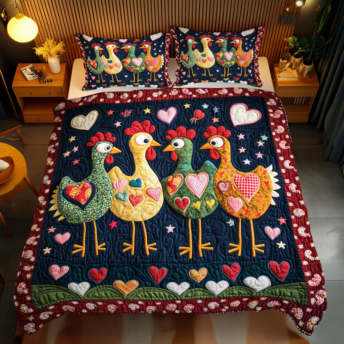 Colorful Funny Chicken WJ2311037CL Duvet Cover Set