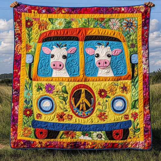 Cow In Hippie Van WY1801060CL Quilt