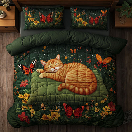 Cat Sleeping In Garden WY1402049CL Duvet Cover Set
