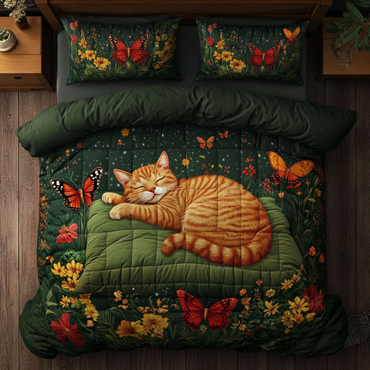 Cat Sleeping In Garden WY1402049CL Duvet Cover Set