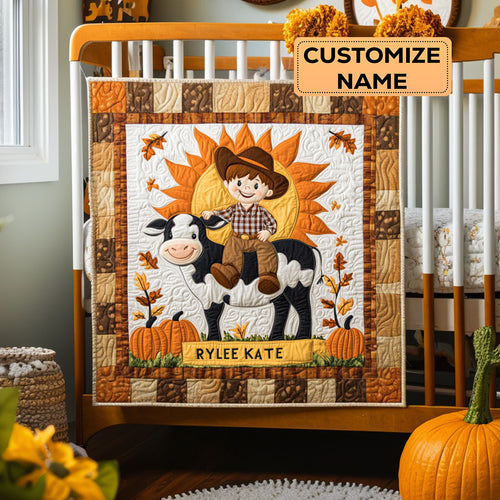 Fall Cowpoke WY2907016CL Personalized Baby Quilt