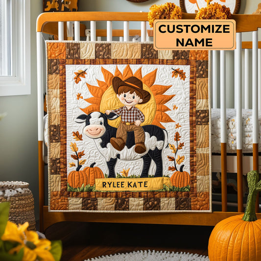 Fall Cowpoke WY2907016CL Personalized Baby Quilt